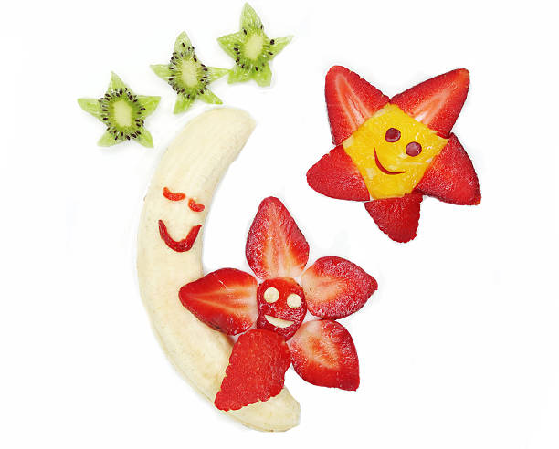 creative fruit child dessert moon and stars form