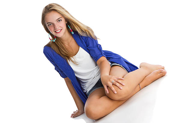 Beautiful teen girl looking at camera