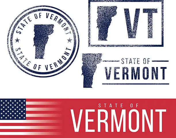 Vector illustration of USA rubber stamps - State of Vermont