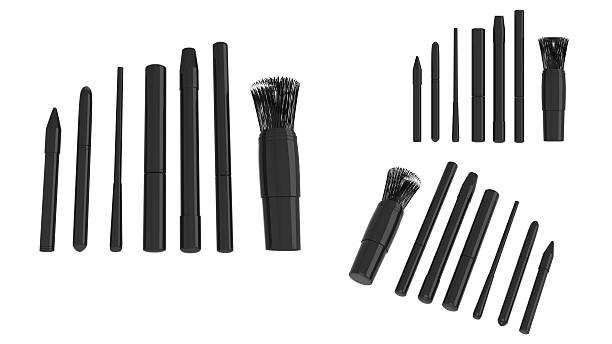 istock Cosmetic black brushes set for makeup isolated 478503394