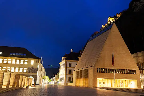 Parliament building during the evening time - Vaduz, Liechtenstein