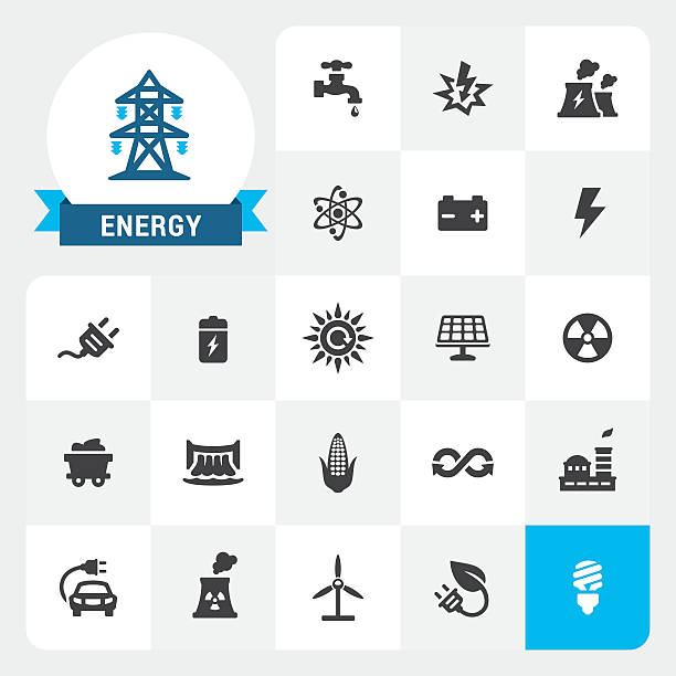 podstawy energii i energii wektorowe ikony i etykiety - nuclear power station danger symbol radioactive stock illustrations