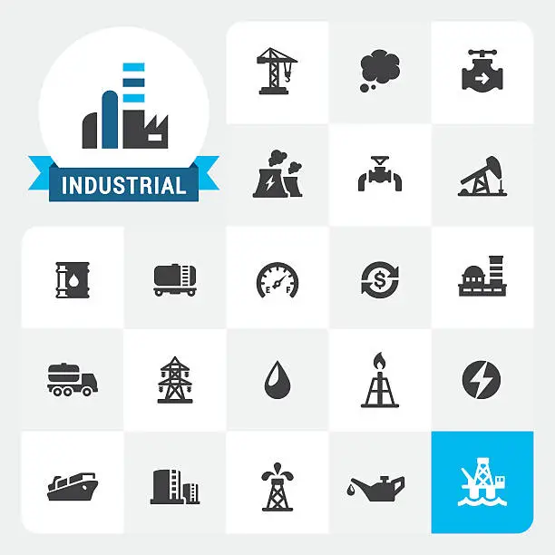 Vector illustration of Industry base vector icons and label