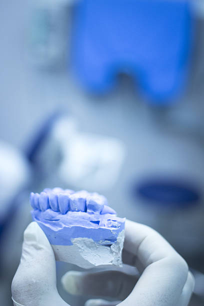 istock Dental mold dentist clay teeth ceramic plate model cast 478507734