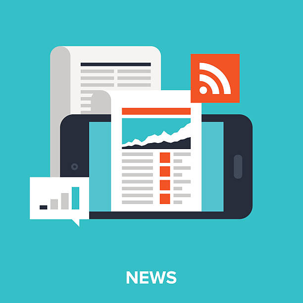 mobile news Abstract vector illustration of news flat design concept. release notes stock illustrations