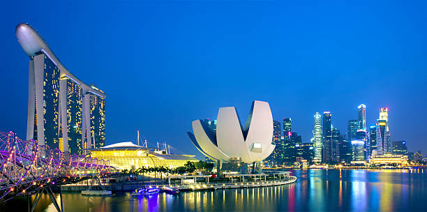 singapore marina bay sands & artscience museum - singapore skyline - fotografias e filmes do acervo