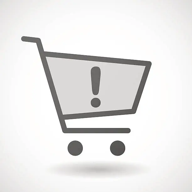 Vector illustration of Shopping cart icon with an exclamation sign