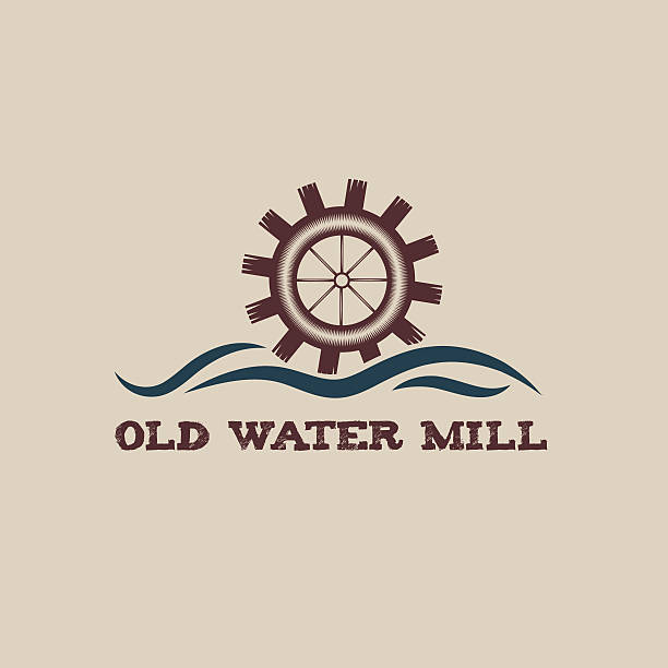 illustrazioni stock, clip art, cartoni animati e icone di tendenza di vecchio vintage illustrazione water mill - water wheel