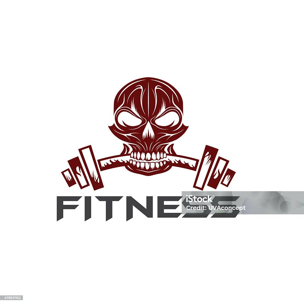 skull holding a barbell in the teeth 2015 stock vector