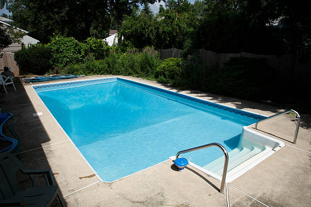 Sparkling Clear Backyard Pool stock photo