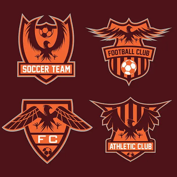 Vector illustration of football team crests set with eagles vector design template