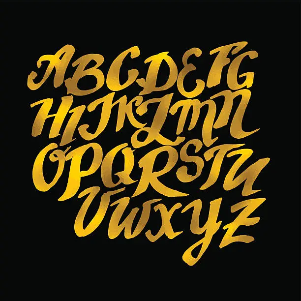 Vector illustration of Gold Hand drawn Alphabet Pattern. Vector Eps10 illustration dood