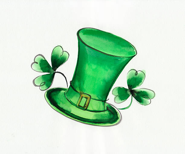 Green hat and shamrock vector art illustration