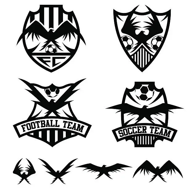 Vector illustration of football team crests set with eagles vector design template