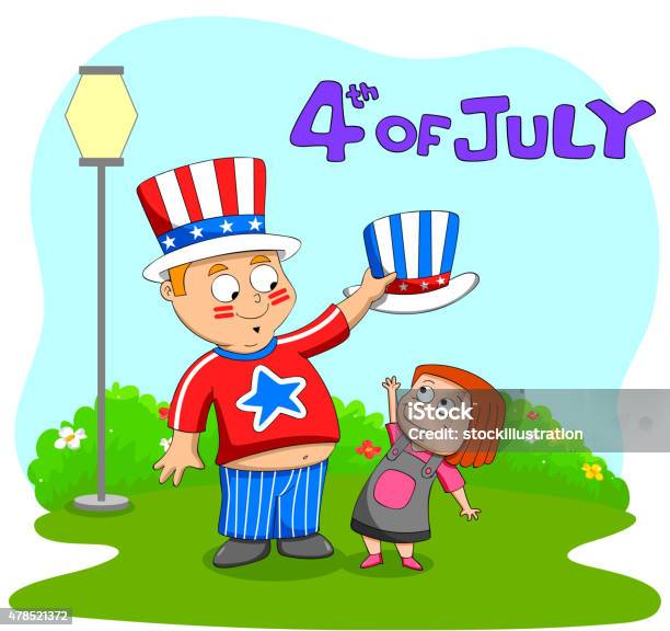 People Celebrating 4th Of July Stock Illustration - Download Image Now - 2015, Adult, Backgrounds