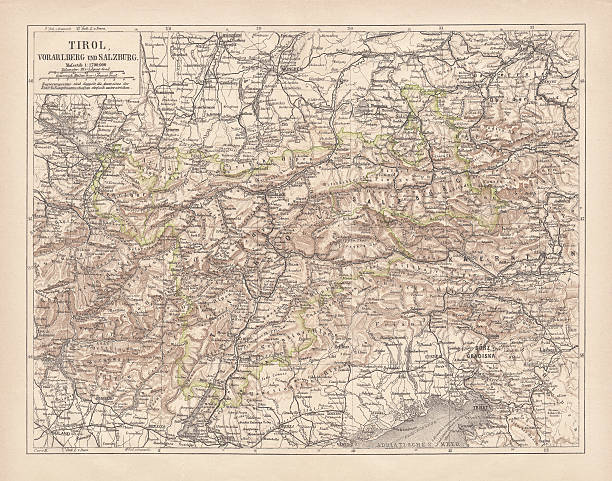 istock Tirol, Vorarlberg and Salzburg in Austria, lithograph, published in 1878 478521654
