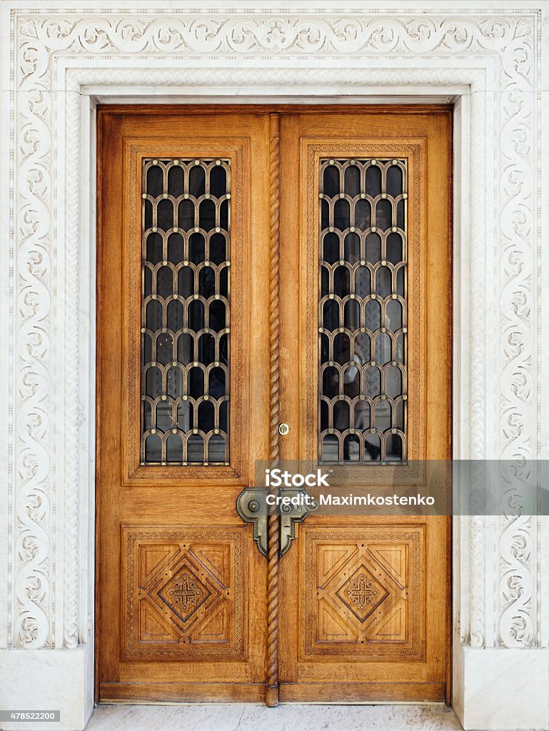 Livadia palace exterior. Vintage wooden door. 2015 Stock Photo