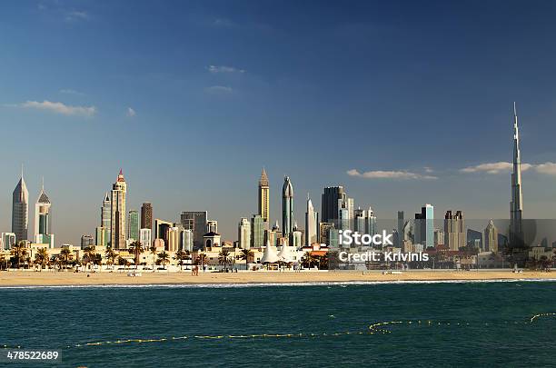 Downtown Of Dubai The View From The Persian Gulf Stock Photo - Download Image Now - Arabic Style, Architecture, Bay of Water