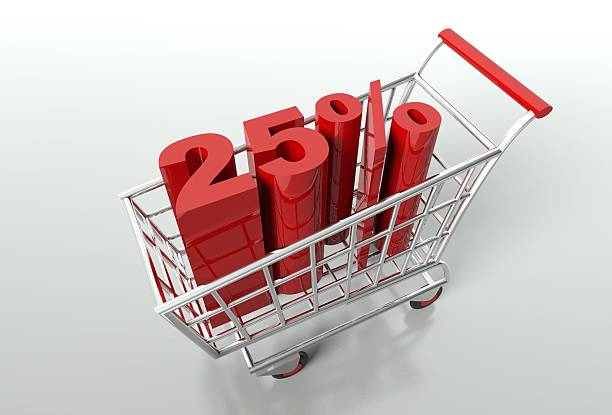 istock Shopping cart and twenty five percent discount 478524497
