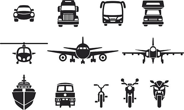 einfache fahrzeug frontview symbole - transport helicopter stock-grafiken, -clipart, -cartoons und -symbole