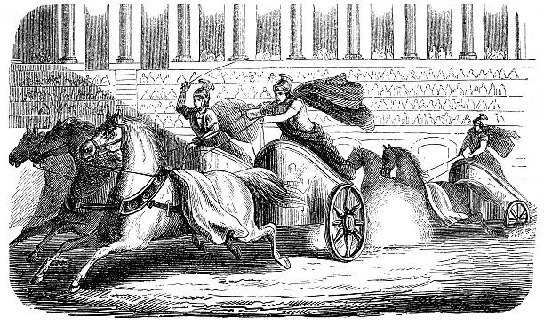 antike illustration wagenrennen - chariot stock-grafiken, -clipart, -cartoons und -symbole