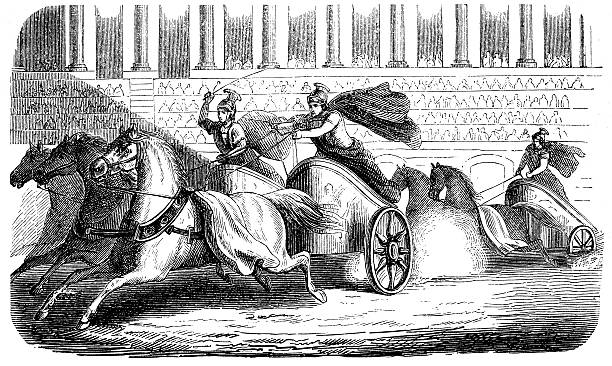 Antique illustration of Chariot racing Antique illustration of Chariot racing chariot racing stock illustrations