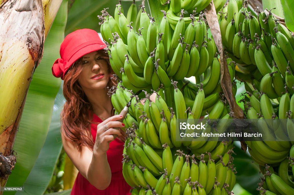 Turkish fashion model in banana garden Beautiful Turkish fashion model in banana garden 2015 Stock Photo