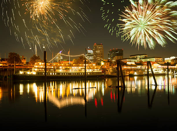 istock Sacramento skyline with fireworks for a national day 478529350