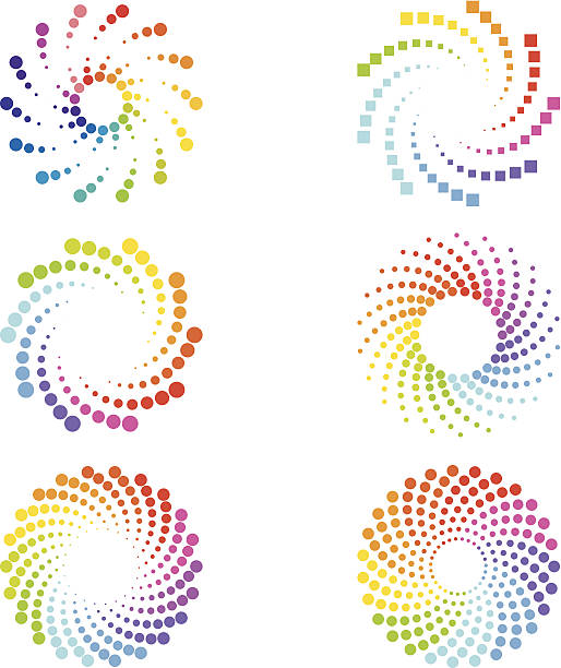 Abstract spirals design elements Abstract multi colored spirals design elements rainbow circle icon stock illustrations