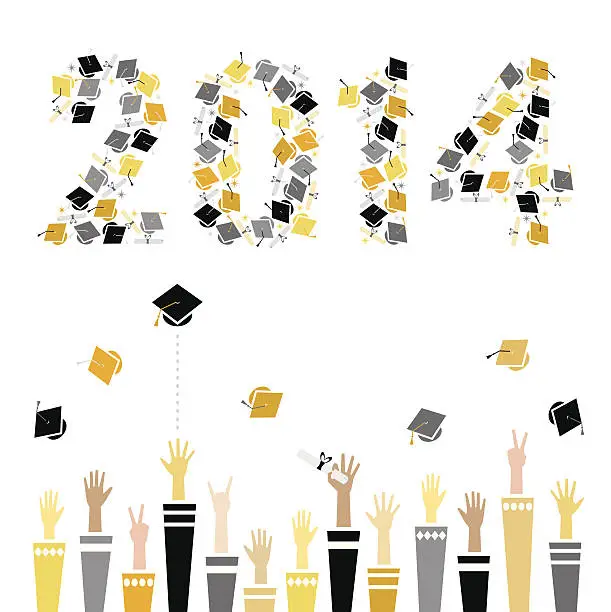 Vector illustration of Graduation 2014 Celebration