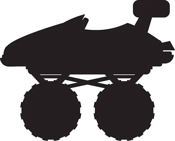 Vector illustration of Monster Truck Sports Car Silhouette
