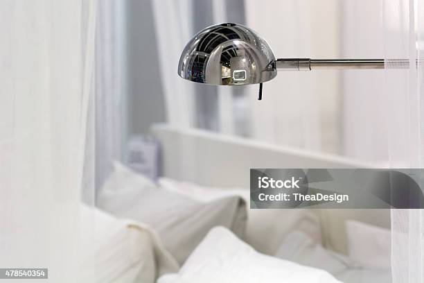 Metal Desk Lamp Stock Photo - Download Image Now - 2015, Apartment, Bed - Furniture