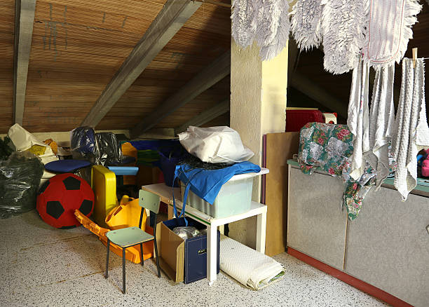 istock Attic with many things and clothes hung out to dry 478541238
