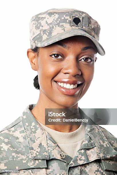 Portriat Of A Female Soildier Stock Photo - Download Image Now - One Woman Only, Veteran, Adult