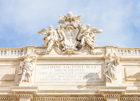 Details on the top of the Fontana di Trevi, Rome, Italy