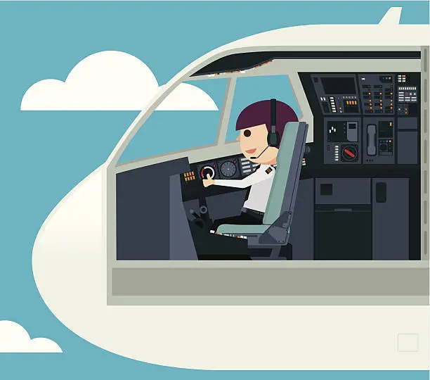 Vector illustration of Pilots in the cockpit - Illustration