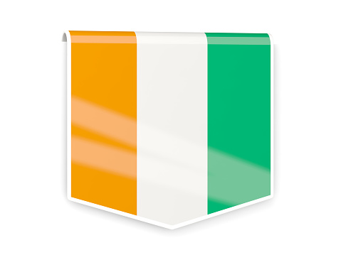Sqare flag label of cote d Ivoire isolated on white