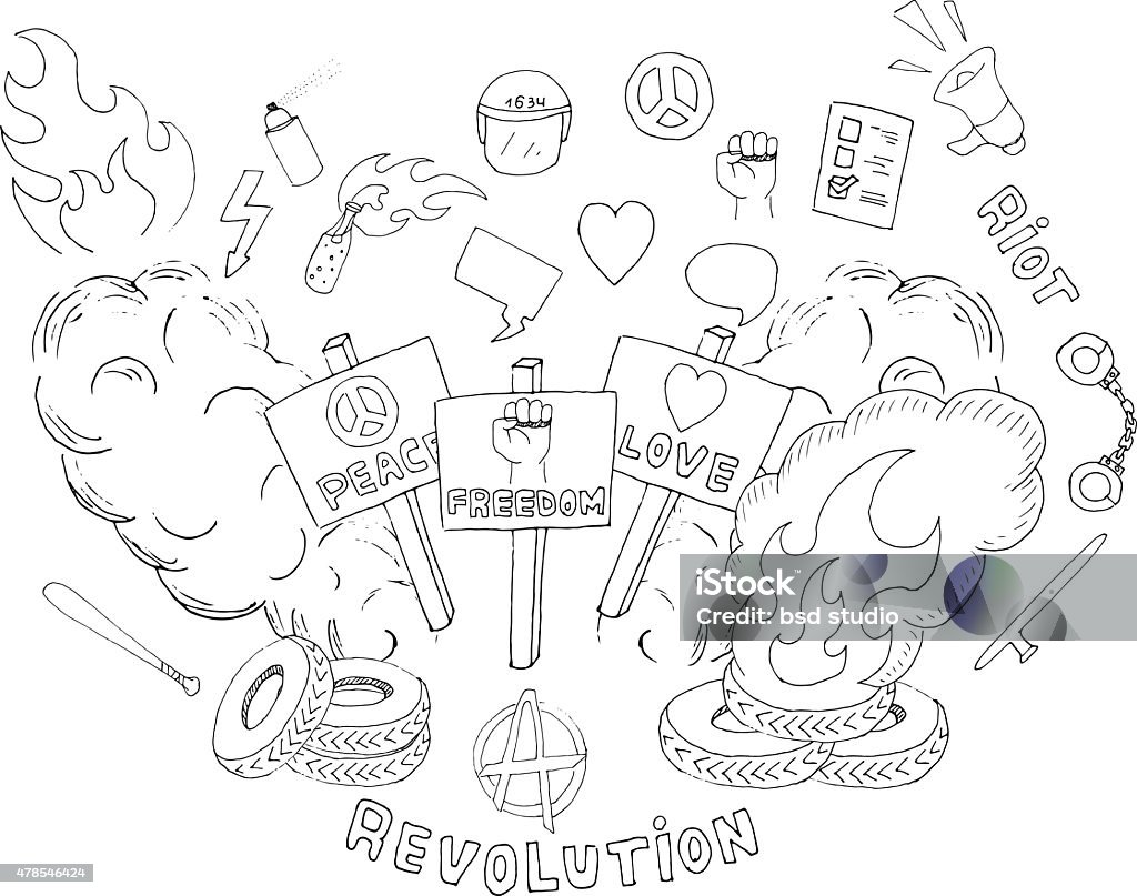 Protest Drawable Protest Sketch Art Stock Illustration - Download Image Now - Doodle ...