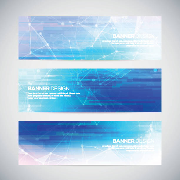 Vector banners set with polygonal abstract shapes, with circles, lines Vector banners set with polygonal abstract shapes, with circles, lines, triangles. Abstract polygonal low poly banners with connecting dots and lines. setter athlete stock illustrations