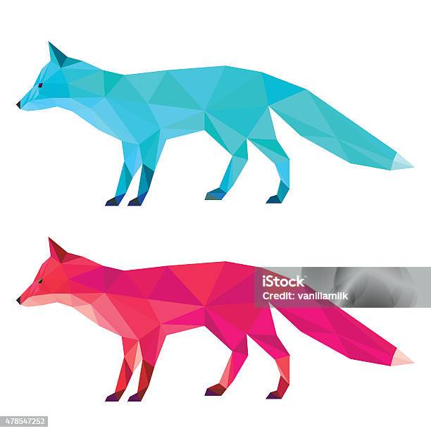 Fox Set Painted In Imaginary Colors Isolated On White Background Stock Illustration - Download Image Now