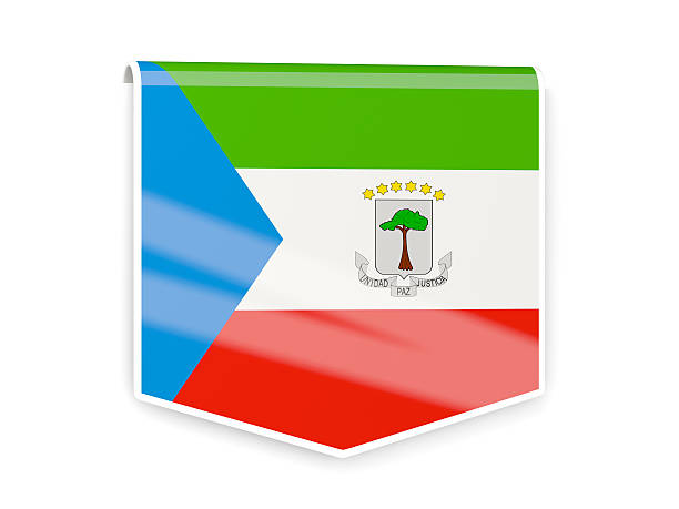 Sqare flag label of equatorial guinea isolated on white