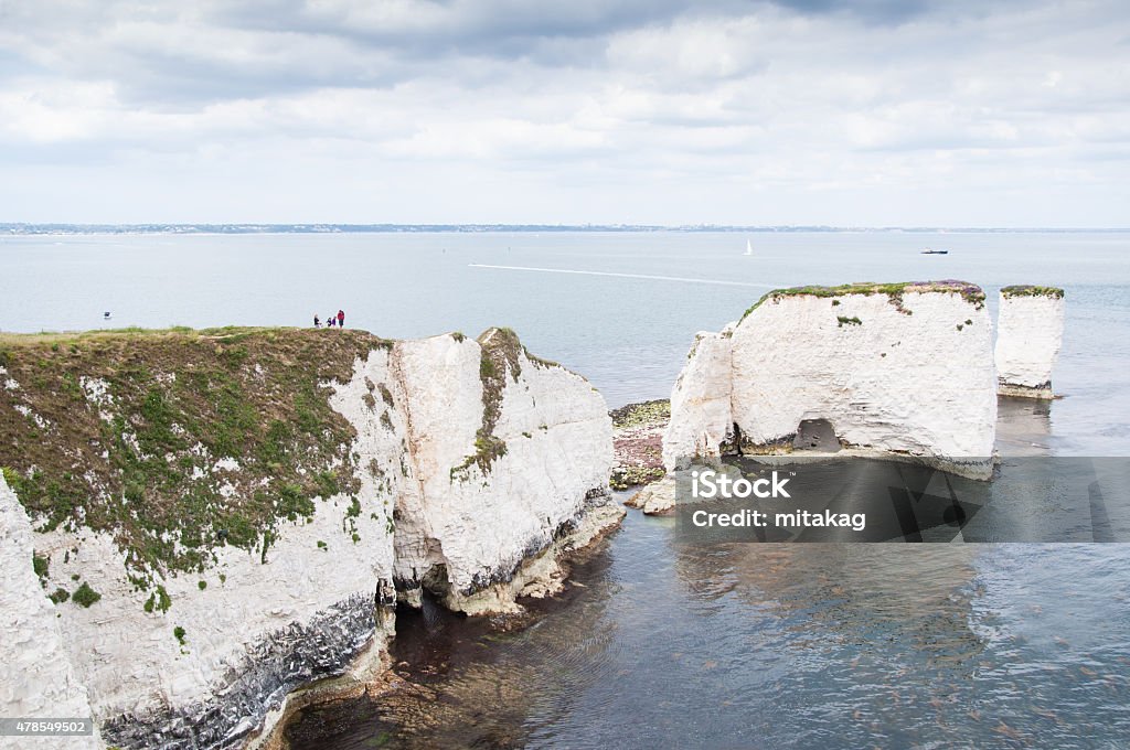 Old Harry Rocks, Dorset, United Kingdom The Old Harry Rocks are three chalk formations, including a stack and a stump, located on the Isle of Purbeck in Dorset Prince Harry Stock Photo