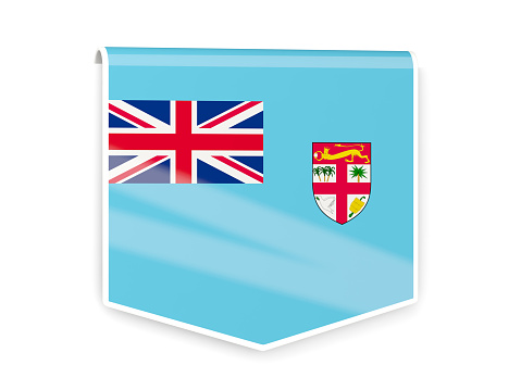 Sqare flag label of fiji isolated on white