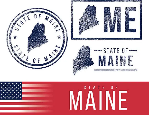 Vector illustration of USA rubber stamps - State of Maine