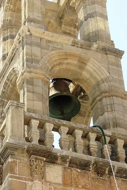 Churchbell in tower from below in Medina del Campo