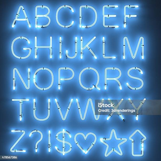 Neon Lights Alphabet Stok Fotoğraflar & Neon‘nin Daha Fazla Resimleri - Neon, Alfabe, Yazı