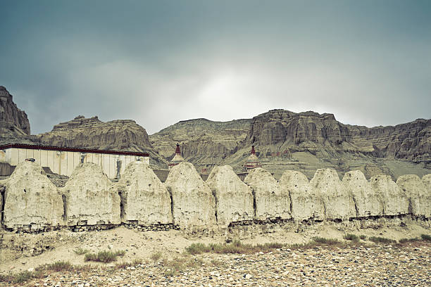 Boundary wall of the Old Graveyard in Murghab in the Pamir Mountains of Gorno-Badakhshan in Tajikistan. The Badakhshan is an autonomous region in eastern Tajikistan, in the Pamir Mountains