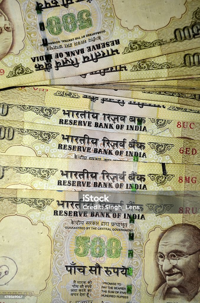 Rupia indiana banconote - Foto stock royalty-free di Colore intensificato