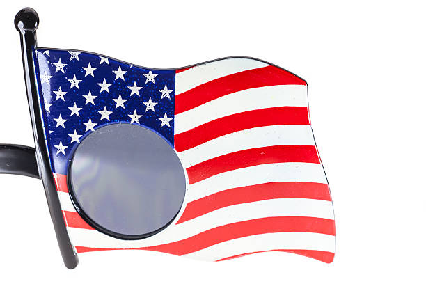 istock Glasses stripes American flag On white background 478572286