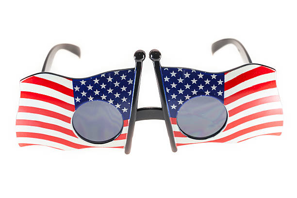 istock Glasses stripes American flag On white background 478572288